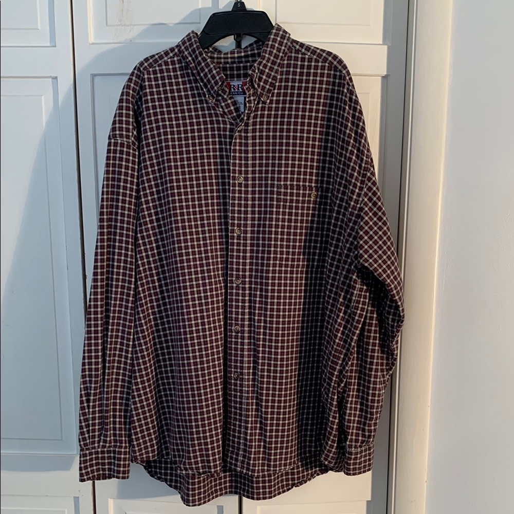 R&R Jean Co. XL Red & Black Plaid Button-Down Shirt EUC - Picture 2 of 6